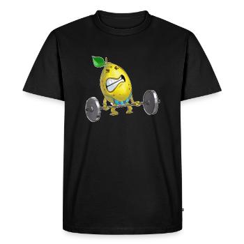 Lustiges Gym Shirt mit Fitness Zitrone - Männer Premium Bio T-Shirt - Schwarz - Vorne - Nico (187cm)