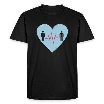 Cœur Couple Hommes Pride Gay LGBT - T-shirt Premium bio Homme - noir - Devant - Nico (187cm)