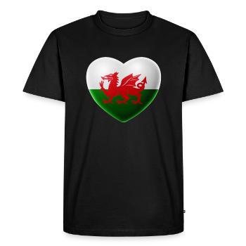 Heart (Wales / Cymru) - Men's Premium Organic T-Shirt - black - Front - Nico (187cm)
