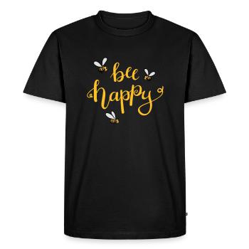 bee happy - Men's Premium Organic T-Shirt - black - Front - Nico (187cm)