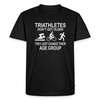 Triathlon Natation Bike Run - T-shirt Premium bio Homme - noir - Devant - Nico (187cm)