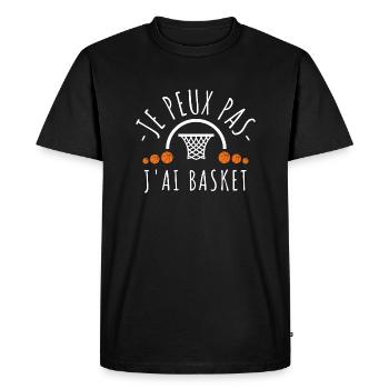 Je peux pas j ai basket - T-shirt Premium bio Homme - noir - Devant - Nico (187cm)