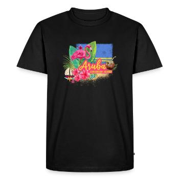 Aruba Retro Caribbean Island avec Flamingo Vintage - T-shirt Premium bio Homme - noir - Devant - Nico (187cm)