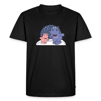 two hippos in the snow with hearts - Men's Premium Organic T-Shirt - black - Front - Nico (187cm)