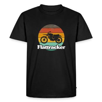 Retro Style Print "Flattracker" - Men's Premium Organic T-Shirt - black - Front - Nico (187cm)