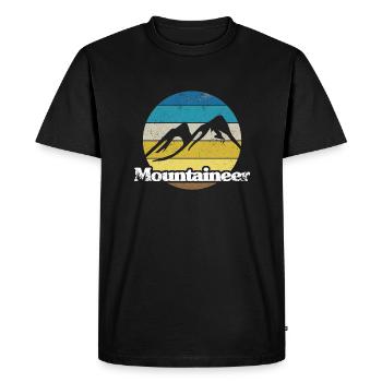 Retro Style Print "Mountaineer" - Men's Premium Organic T-Shirt - black - Front - Nico (187cm)