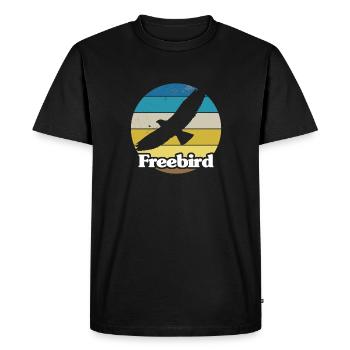 Retro Style Print "Freebird" - Men's Premium Organic T-Shirt - black - Front - Nico (187cm)