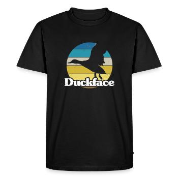 Retro Style Print "Duckface" - Men's Premium Organic T-Shirt - black - Front - Nico (187cm)