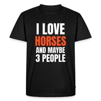 J’adore les chevaux et peut-être 3 personnes drôles - T-shirt Premium bio Homme - noir - Devant - Nico (187cm)