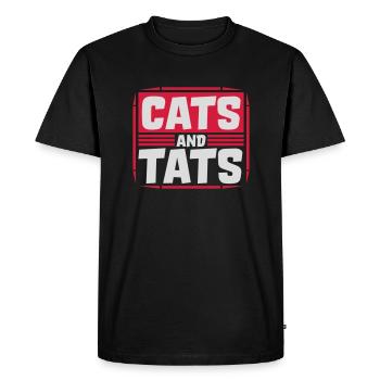 Citation de chats et de tats - T-shirt Premium bio Homme - noir - Devant - Nico (187cm)