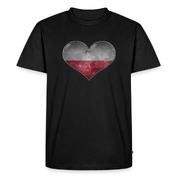 Pologne Coeur - T-shirt Premium bio Homme - noir - Devant - Nico (187cm)