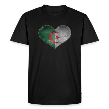 Algérie-Coeur - T-shirt Premium bio Homme - noir - Devant - Nico (187cm)