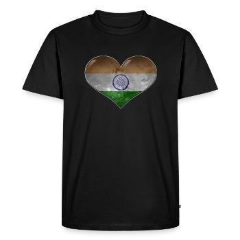India Heart - Men's Premium Organic T-Shirt - black - Front - Nico (187cm)