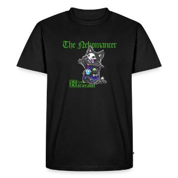 Cute cat necromancer black magic spell - Men's Premium Organic T-Shirt - black - Front - Nico (187cm)
