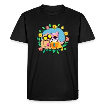 Dog and cat are best friends - Men's Premium Organic T-Shirt - black - Front - Nico (187cm)