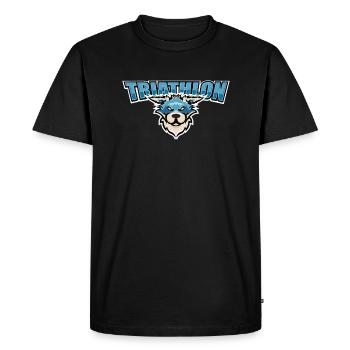 Mascotte de triathlon d’un lycée américain bleu - T-shirt Premium bio Homme - noir - Devant - Nico (187cm)