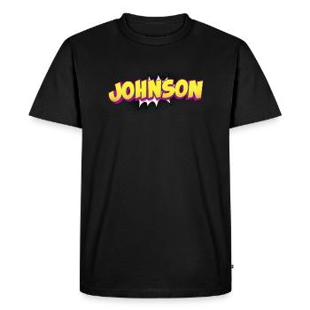 Johnson Nom personnalisé Style bande dessinée Pop Art, - T-shirt Premium bio Homme - noir - Devant - Nico (187cm)