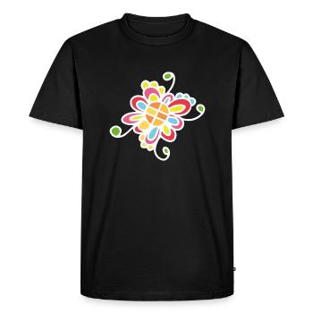 Imprimé Fleur Blanche - T-shirt Premium bio Homme - noir - Devant - Nico (187cm)