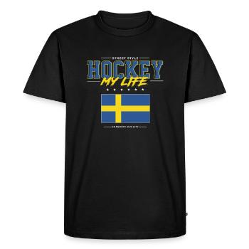 Hockey ma vie - T-shirt Premium bio Homme - noir - Devant - Nico (187cm)