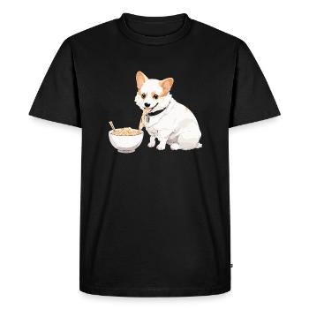 Corgi qui mange des ramens #1 - T-shirt Premium bio Homme - noir - Devant - Nico (187cm)