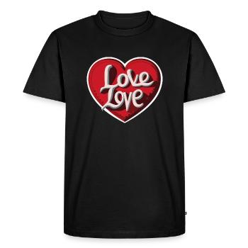 L’Amour Éternel : Le Cœur de l’AMOUR - T-shirt Premium bio Homme - noir - Devant - Nico (187cm)