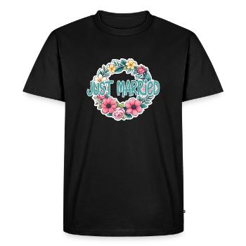 just married - pour mariage - T-shirt Premium bio Homme - noir - Devant - Nico (187cm)