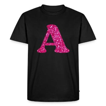 Letter A Pink Glitter - Men's Premium Organic T-Shirt - black - Front - Nico (187cm)