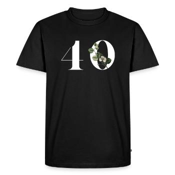 Numéro 40 floral vert - 40e anniversaire floral - T-shirt Premium bio Homme - noir - Devant - Nico (187cm)