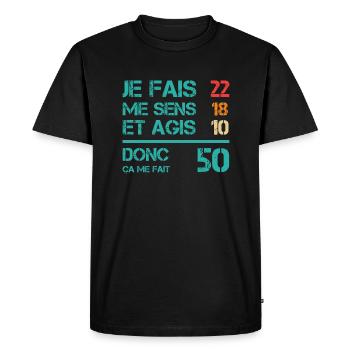 50 ans anniversaire homme femme humour rigolo - T-shirt Premium bio Homme - noir - Devant - Nico (187cm)