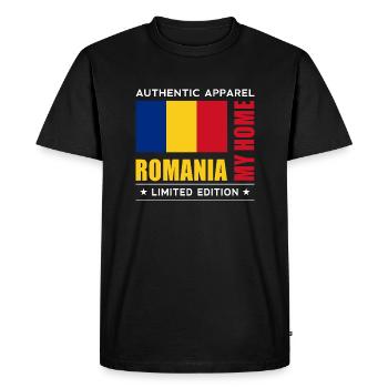 Roumanie - T-shirt Premium bio Homme - noir - Devant - Nico (187cm)