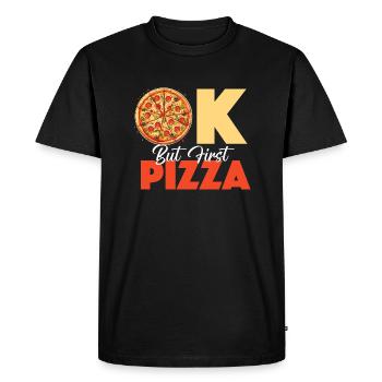 Ok But First Pizza - Food Lover - T-shirt Premium bio Homme - noir - Devant - Nico (187cm)
