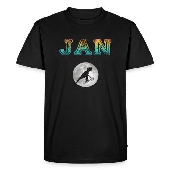 JAN - Beautiful boy name with dinosaur - Men's Premium Organic T-Shirt - black - Front - Nico (187cm)