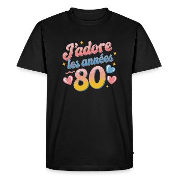 J'adore les années 80 - T-shirt Premium bio Homme - noir - Devant - Nico (187cm)