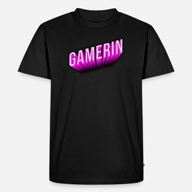 Gamerin 3D NEON PINK - Männer Premium Bio T-Shirt - Schwarz
