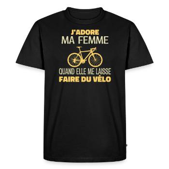 J'adore ma femme cadeau pour cycliste - T-shirt Premium bio Homme - noir - Devant - Nico (187cm)