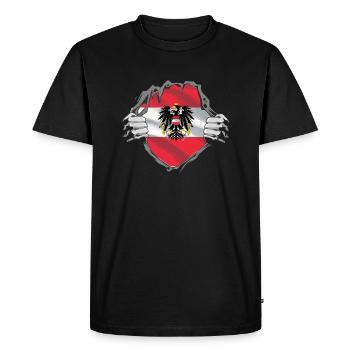 Autriche drapeau armoiries cadeau super-héros - T-shirt Premium bio Homme - noir - Devant - Nico (187cm)
