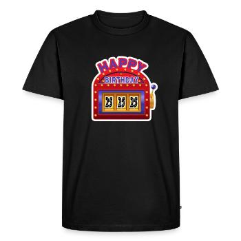 Joyeux anniversaire 25 - T-shirt Premium bio Homme - noir - Devant - Nico (187cm)