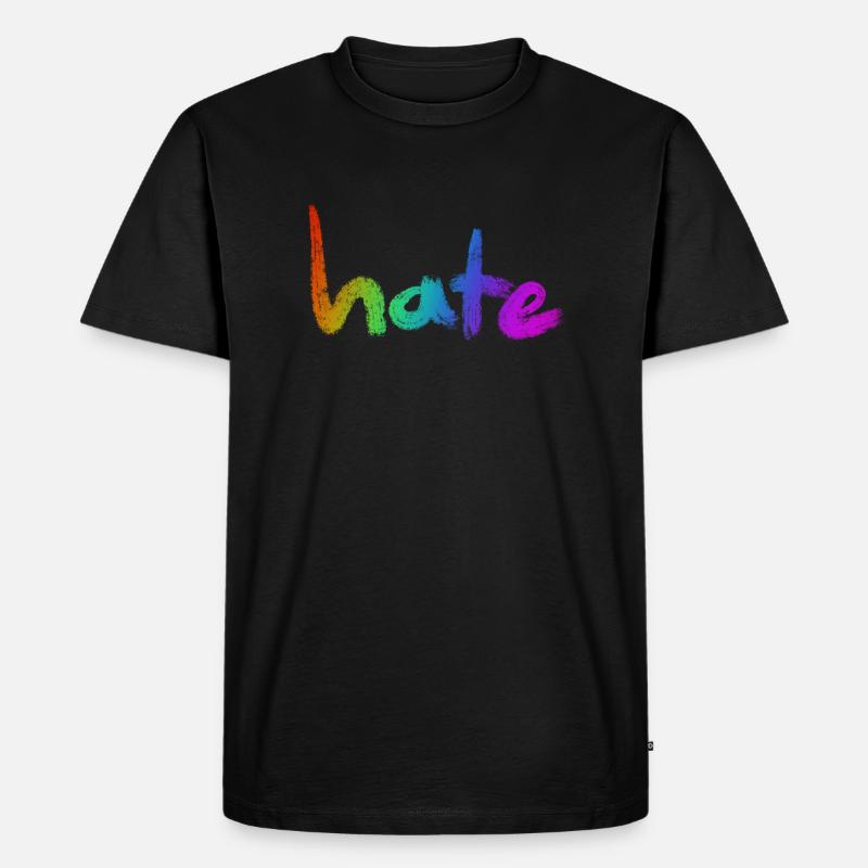 Hate Text Rainbow - Männer Premium Bio T-Shirt - Schwarz