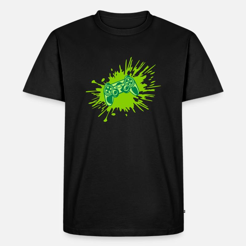 Farbklecks Konsole Retro Controller - Männer Premium Bio T-Shirt - Schwarz