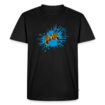 Console du contrôleur Drops of Color blobs - T-shirt Premium bio Homme - noir - Devant - Nico (187cm)