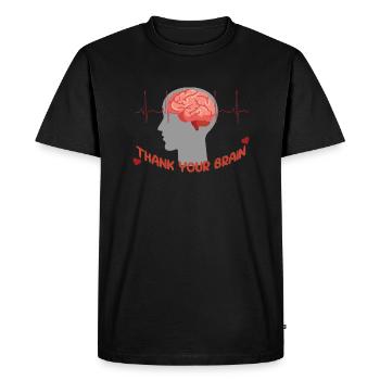 Cerveau| Coach de yoga | Méditation | Gratitude - T-shirt Premium bio Homme - noir - Devant - Nico (187cm)