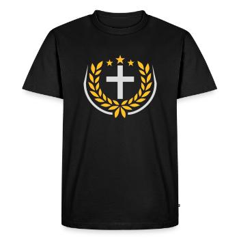 Logo de la couronne de laurier de Jésus-Christ - T-shirt Premium bio Homme - noir - Devant - Nico (187cm)