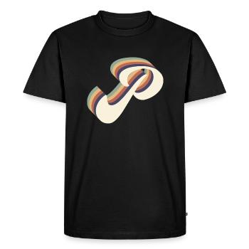lettre p - T-shirt Premium bio Homme - noir - Devant - Nico (187cm)