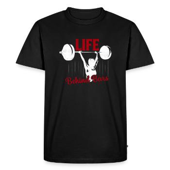 La vie derrière les barreaux Entraînement Entraînement Haltérophilie - T-shirt Premium bio Homme - noir - Devant - Nico (187cm)