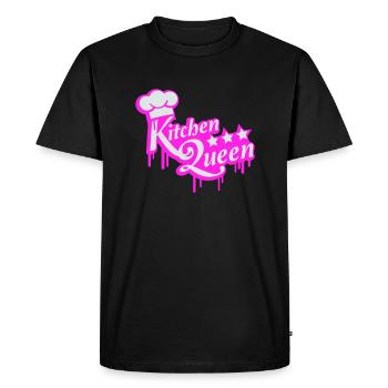 Logo Kitchen Queen lettrage Kitchen Queen femme - T-shirt Premium bio Homme - noir - Devant - Nico (187cm)