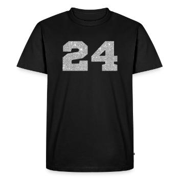 Numéro 24 paillettes argenté - 24e anniversaire - T-shirt Premium bio Homme - noir - Devant - Nico (187cm)