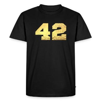 Numéro 42 paillettes doré - 42e anniversaire - T-shirt Premium bio Homme - noir - Devant - Nico (187cm)