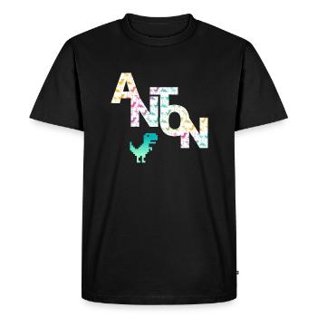 ANTON - Beau prénom de garçon avec dinosaure - T-shirt Premium bio Homme - noir - Devant - Nico (187cm)