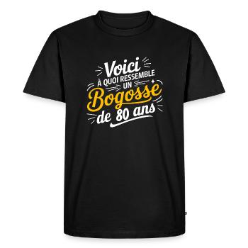 80'S BOG - Men's Premium Organic T-Shirt - black - Front - Nico (187cm)