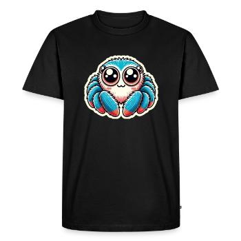 Mignon bleu rouge Jumping Spider est assis amical - T-shirt Premium bio Homme - noir - Devant - Nico (187cm)